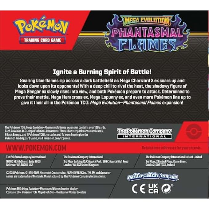 rayihni بوكيمون TCG: صندوق عرض بطاقات تعزيز تطورات ميغا النيران الخيالية - Image 4